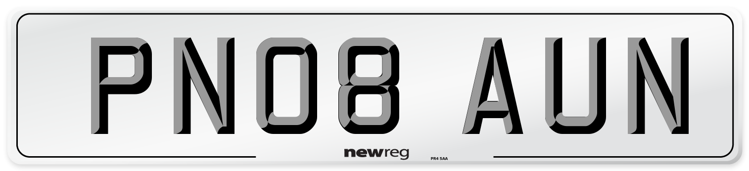PN08 AUN Number Plate from New Reg
